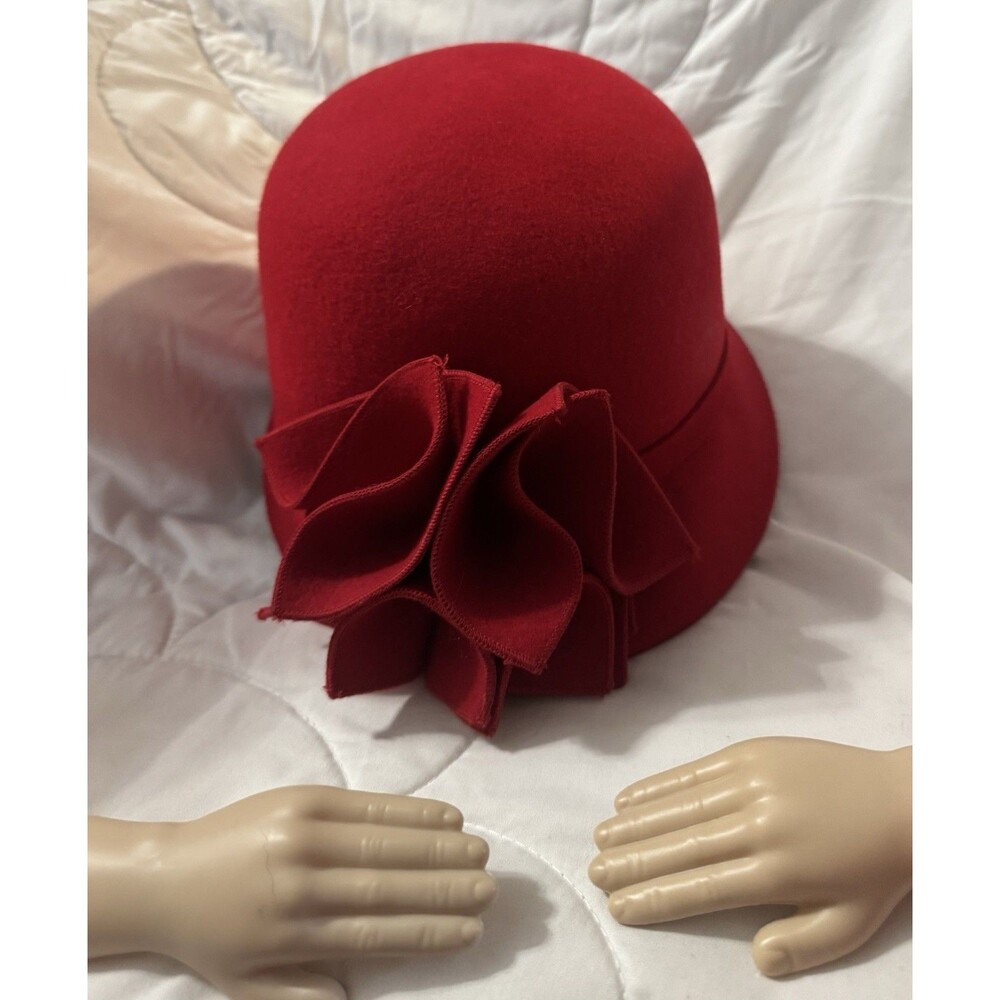 Kakyco  Red Vintage Felt Hat Flower 1920’s Style